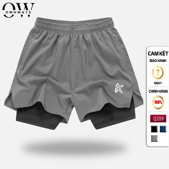 Quần Đùi Short Thể Thao Ngắn 2 Lớp Tập Gym Nam KSM Store Xẻ V, Túi Zip ...
