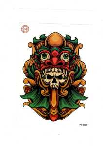 Tato Temporer BARONG Kuning Hijau YR 1007 Tahan Air - Tattoo Tatto Temporary Tahan Air