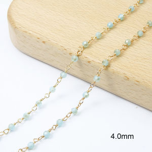 50cm/String 18k Gold Plated Copper Chain Zircon Cat Eye Beads Chains For Bracelet Necklace DIY Sunglasses Chains