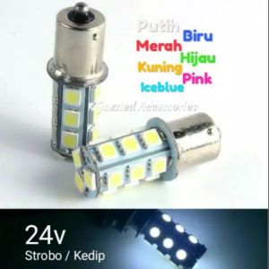 2PCS LED BAYONET KAKI 1 KEDIP STROBO 24 VOLT BUS/TRUCK