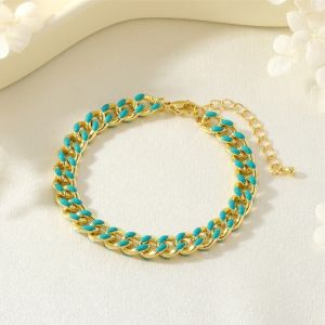 YOCKY Punk Cuban Link Chain Bracelets Colorful Copper Gold Plated Rainbow Color Hand Chains Simple Hip Pop Enamel Cuba Chain
