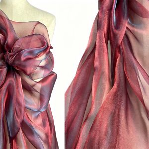 NIFINE 150X100cm Vải Organza Sợi len mềm Chuyển màu hai tông Vải hai màu Vật liệu may vá Sợi Mercerized Ma Thuật Vải tự làm Váy cưới