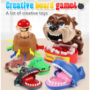Kid Toy Funny Bulldog Shark Crocodile Mouth Dentist Bite Finger Game Pirate Bucket Tricky Fingers Game Novelty Toy Intellectual Game