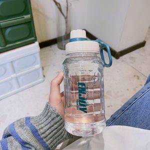 MIRELINA with Scale Sport Drink Bottle 600ml Leakproof Drinking Cup Portable with Lifting Ring Juice Bottle for Student Kids