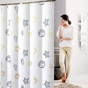 【Mall Quality】180/200/220/240CM Bathroom Shower Curtain Waterproof Curtain Langsir Bilik Mandi Langsir Kalis Air Starfish shell polyester shower curtain thick waterproof mold proof shower curtain bathroom black white gray blue shower curtains