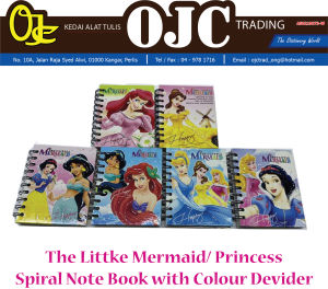 The Little Mermaid / Princess Spiral Note Book with Colour Index Sheet A733-3 / Thick Cover / Random Design