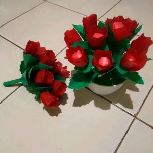 [Bunga Dari Plastik Kresek] Bunga mawar hias plus pot dekorasi rumah