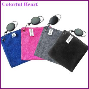 Colorful Heart ผ้าเช็ดทำความสะอาดกอล์ฟเปียกและแห้งเหมาะสำหรับนักกอล์ฟผ้าทำความสะอาดพร้อมตะขอพับเก็บได้ง่าย