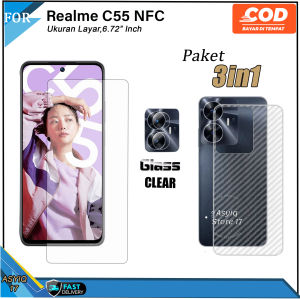 PROMO 3IN1 Tempered Glass Ceramic Matte Realme C55 NFC Anti Gores Kaca Anti Spy Full Cover