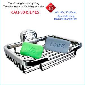 [HCM]Dĩa đựng xà phòng Tovashu KAG-304SU162 Kệ xà phòng inox SUS304 Nhật Cao cấp