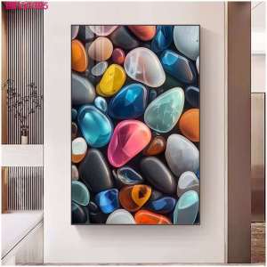 Himalaya Paintings stone and beach design 70cmx100cm frameless or aluminum frame sintraboard decorative wall