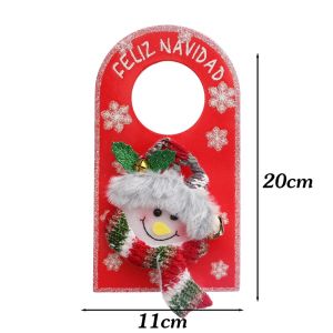 Creative Christmas Door Decoration Wooden Old Man Snowman Socks Pendants for Door Handle Doorknob Hanging Xmas Ornament