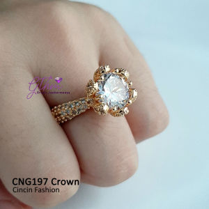 Cincin Pesta Crown Mata Solitaire Mewah Perhiasan Fashion Import Premium cng202