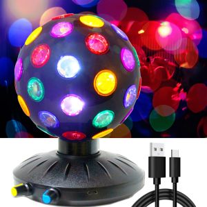 LED RGB Stage Light Disco Stage Rotating Light Crystal Ball Lamp Mini DJ Ball Lamp Flashing Effects for Birthday Wedding Bar