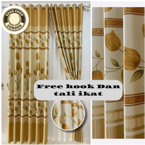 Gorden Jendela Kamar Motif Tulip Mewah Bahan Kain Blackout Import Tebal Model Smokering 12ring