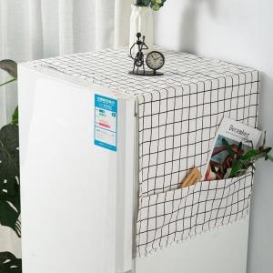 Khăn phủ tủ lạnh Mary Decor vải bố linen chạy pompom trắng cực yêu phù hợp cho tủ lạnh 1 cánh