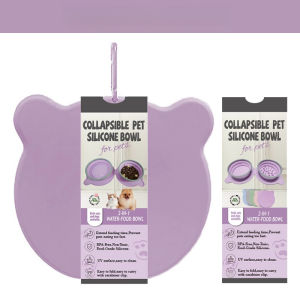 อุปกรณ์สัตว์เลี้ยงซิลิโคนพับชามเดินสุนัขกลางแจ้งการเดินทางแบบพกพาชามคู่ป้องกันการสำลักอาหารช้าชามสุนัขยืดไสลด์