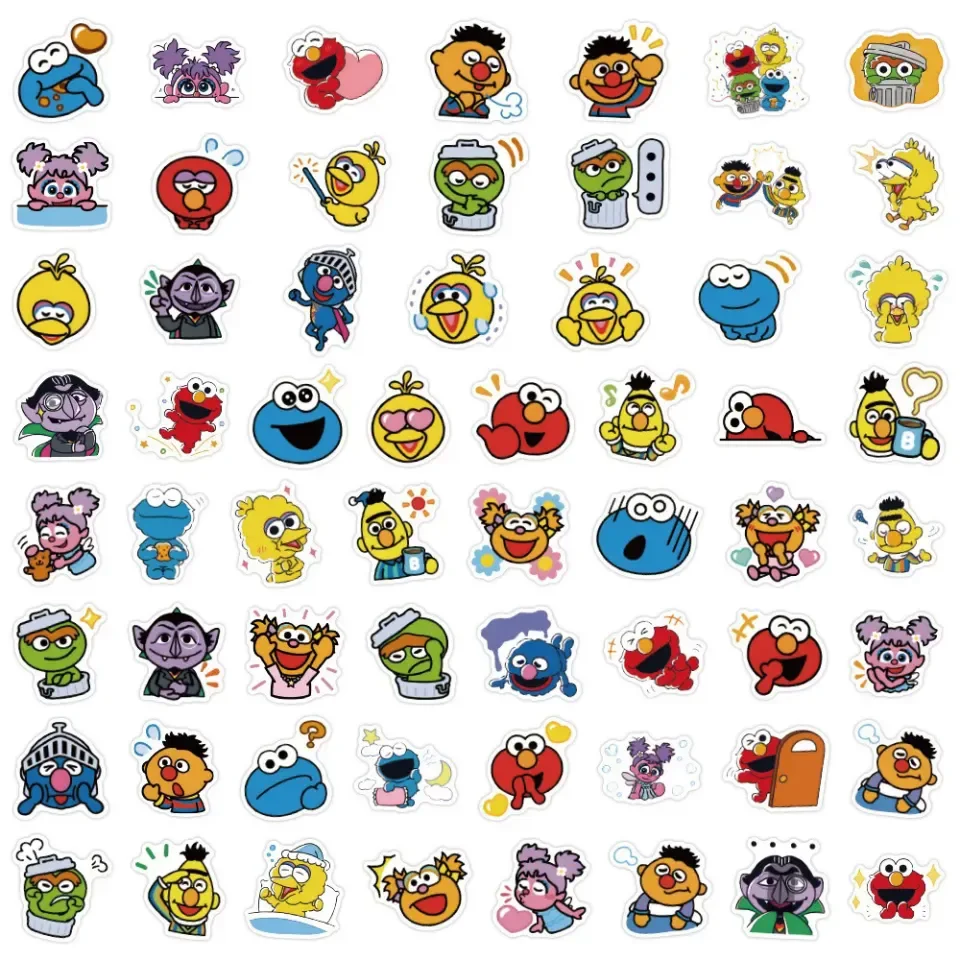 60pcslot Sesame Street Stickers Elmo Cookie Monster Big Bird Anime Graffiti  Funny Decals Kids Toy for Fridge Bike Laptop Phone | Lazada PH