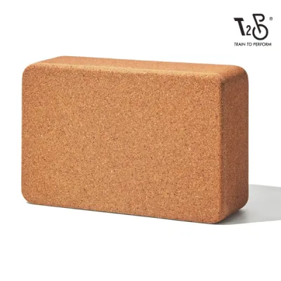 T2P Premium Solid Cork Yoga Block | High-Density Anti-Slip Pilates Brick for Stretching & Balance