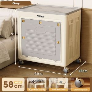 TUSSAH Folding Storage Box with Wheels Large Storage Cabinet Box Plastic Clothing and Toy Organizer