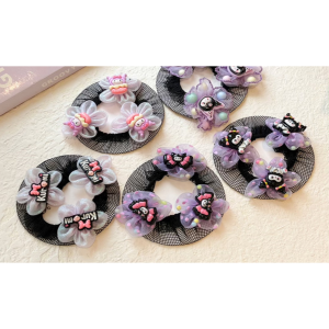 Kuromi Girls Bun Hair Net Snood Kids Lovely Ballet Hair Accessories Purple
