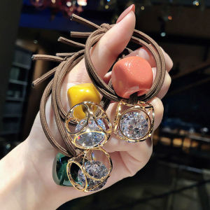 【♡Lovely girls house♡】10Pcs Ins Hollow Rhinestone Hair Ring Hair Band Fresh Womens Hair Tie Crystal Rubber Band Head Rope Headdress for Women Wholesale Super Low Price