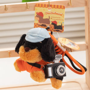 HIGH-QUALITY PRODUCTS Dachshund Plush Dog Keychain Hamburger Camera Car Key Ring Kawaii Cute Cartoon Phone Case Pendant Gift for Friends