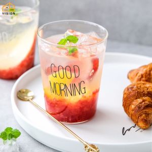 Vision Nordic Style Milk Cup Oatmeal Breakfast Glass Household Juice Cup Beverage Cup Water Cup Office Coffee Tea Cup Dessert Cup for Party