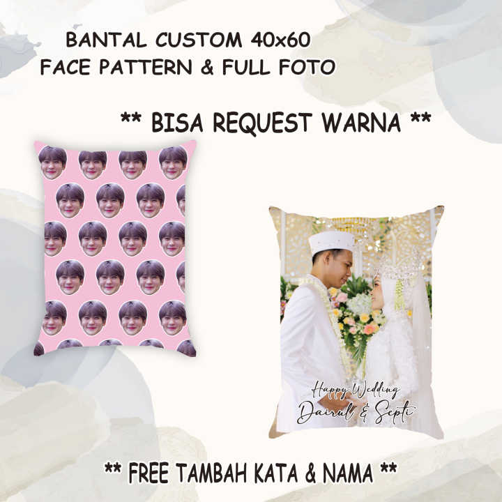 Bantal Custom 40x60 Face Pattern + Full Foto