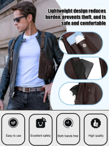 Mens Retro Chest body Chest Bag Fashion Sports Chest Bag Outdoor Casual Backpack Chest Bag