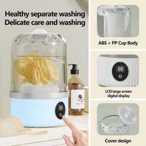 Cordless Mini Underwear Washing Machine Portable Ultrasonic Laundry Cup Rechargeable Travel Washing for Socks Bras