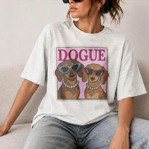 [Local Stock] HBESTY  Cartoon Dog Print Crew Neck Short Sleeve T Shirt for Women Men Summer Casual Harajuku Aesthetic Clothes Y2k Top Graphic T Shirts