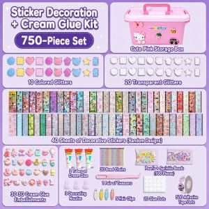 BBTAM Cute Stickers Acrylic Keychain DIY Guka Goo Card Toy Set Girl Cream Glue Sticker Tool