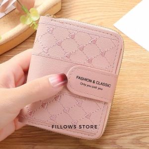 Dompet Lipat Love Compact Wanita Import Resleting Model Korean Lucu Sederhana