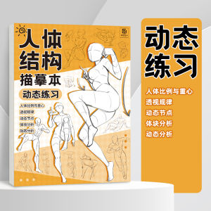 5pc Comics Girl Boy Cartoon Anime Drawing Copy Books Comics Tutorial Book Hand Drawn Book 人体结构描摹本 漫画人物造型二次元线稿手绘练习册素描绘画入门画画本动态结构教学 游戏人物Q版零基础