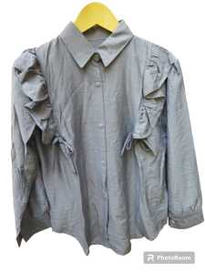 Inara Blouse Bahan Polo Linen Atasan Wanita Kancing Busui Tali Ruffle