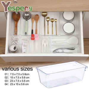 YESPERY Transparent Desk Acrylic Storage Box Drawer Organizers Jewelry Makeup Organizer Kitchen Refrigerator Containers
