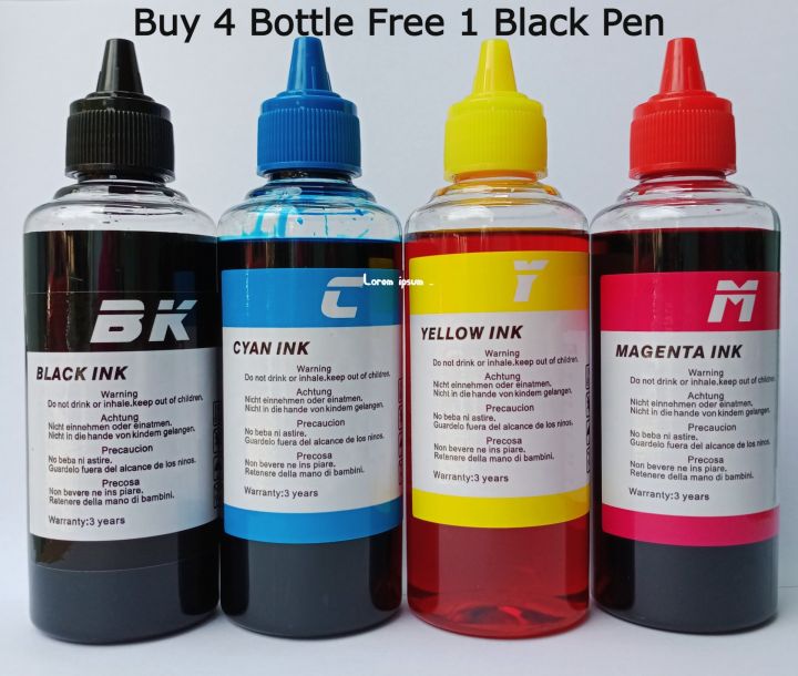 Full Set Of Universal Printer Refill Ink Refill Dye Ink Bottle Black Cyan Magenta