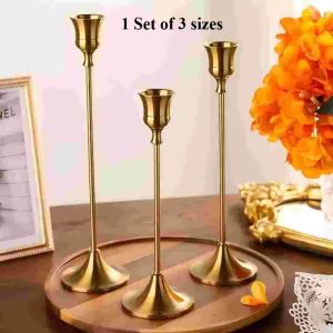 BESTOUR 1/3pcs Vintage Elegant Tabletop Candle Holders Home and Hotel Decoration Metal and Aluminum Candlelight Dinner Props Modern Candle Stand Suitable for Wedding Anniversary