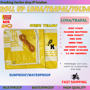 4ftx6ft/ 4ftx7ft/4ftx8ft Stripe tarpaulin trapal 4ftx9ft 4ftx10 LONA TOLDA roll up roll down/WITH ROPE high quality