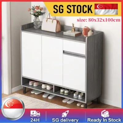 Shoe Cabinet Large Capacity Family Entryway Solid Wood Storage Cabinet Shoe Rack