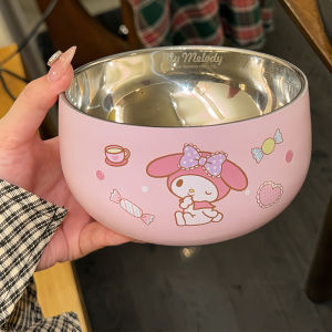 【SG Seller🇸🇬】Sanrio 316 Stainless Steel Kids Rice Bowl Dust-Proof with Lid Kuromi Hello Kitty