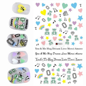 Sticker Dán Móng Tay 3D Chống Nước Hoạ Tiết Bông Hoa / Religious Love Cross / Gấu Bear / Nền Gạch Bông / Nails sticker Series F026 - F032