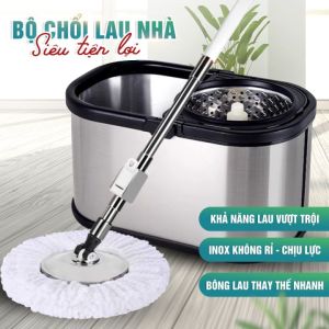 cây lau nhà inox 360 giá tốt Cây lau nhà inox hàng chính hãng giao nhanh Bộ Lau Nhà Cao Cấp Xoay 360 Độ Bộ lau nhà inox Thái Lan 360 Oday Spin Mop bông trắng