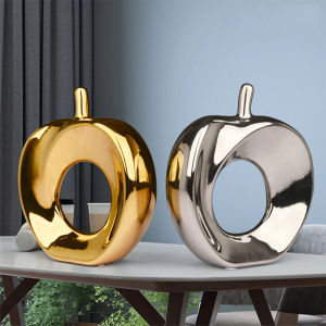COD/Apple Decor Ceramic Gold and Silver Apple Ornaments European Home Decoration Desktop Living Room