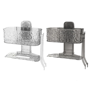 Giá vòi hoa sen Kệ hít tường hai lớp để lưu trữ phòng tắm với thiết kế thông gió và không khoan yêu cầu