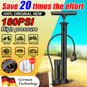 ⚡ 100% ORIGINAL 180Psi ⚡ bicycle pump air pump bicycle tyre pump bike pump cycle air pump ball pump portable air pump car air pump High Pressure Barometer Valve Labor-saving Pump 打气筒