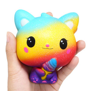 ZEEMIN Squihy Slow Rebound Ice Cream Cat Cute Animal Stress Relief Toys Cure Office Stress Reliever Vent Fidget Toys for Kids Adults