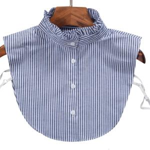 Women New Fashion Stripe Denim Lace Collar Shirt Fake Collar Tie Vintage Detacha