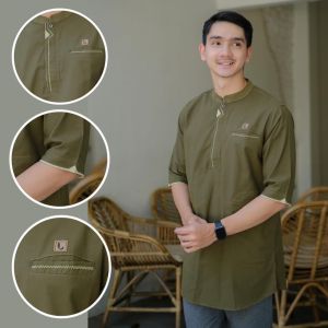 Baju Muslim Pria Pakistan Lengan Pendek Model Kurta Zigzag Katun Standford Premium Branded Luthfi